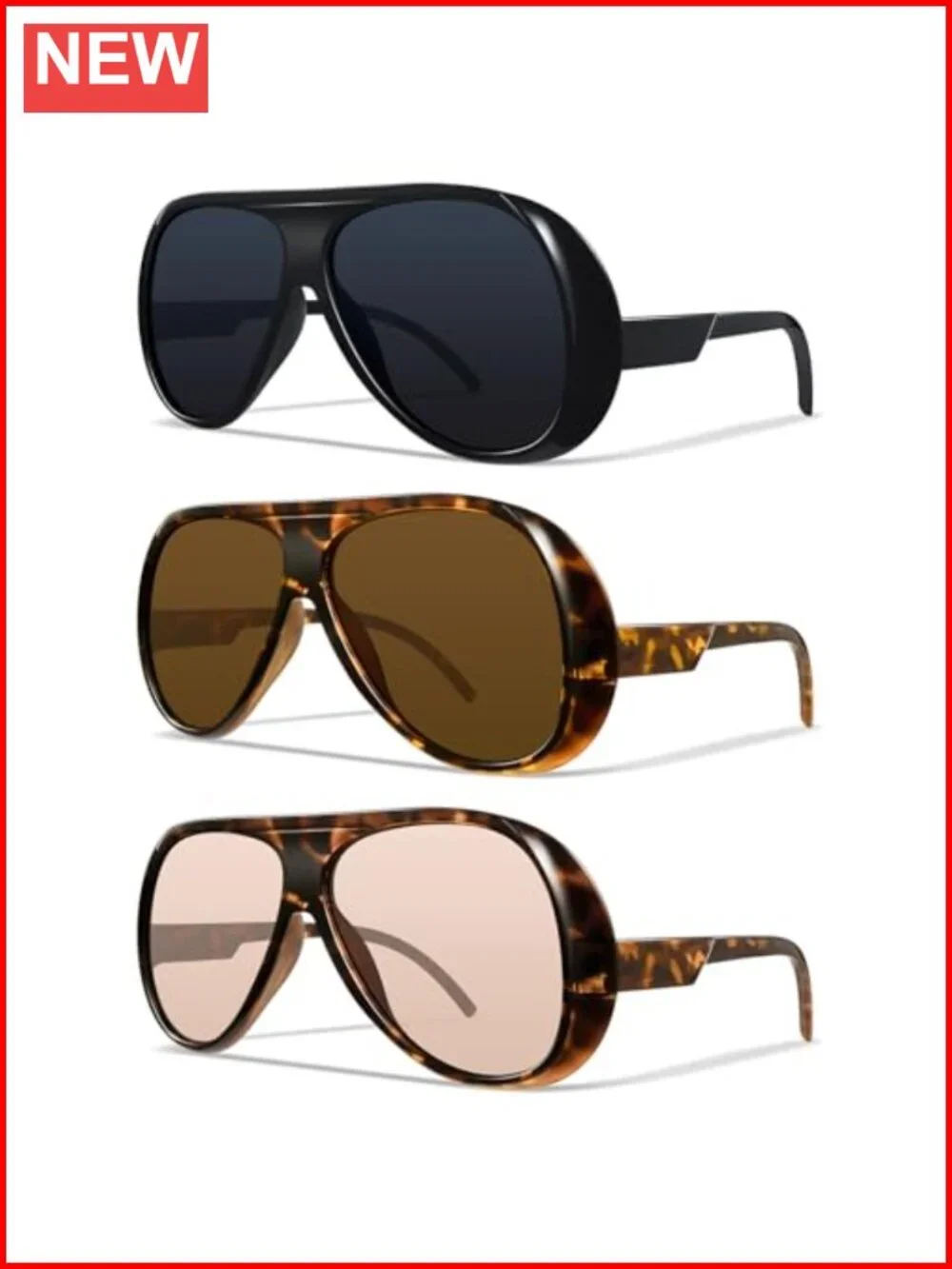 Retro Oversized Square Aviator Sunglasses UV400 Protection Polarized Driving